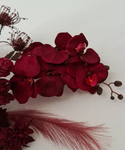 Load image into Gallery viewer, Rectangular backdrop, 3 x burgundy (dark red) flowers - HIRE ONLY
