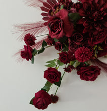 Load image into Gallery viewer, Burgundy / dark red hanging flowers LARGE – arch, backdrop, arbour - HIRE ONLY
