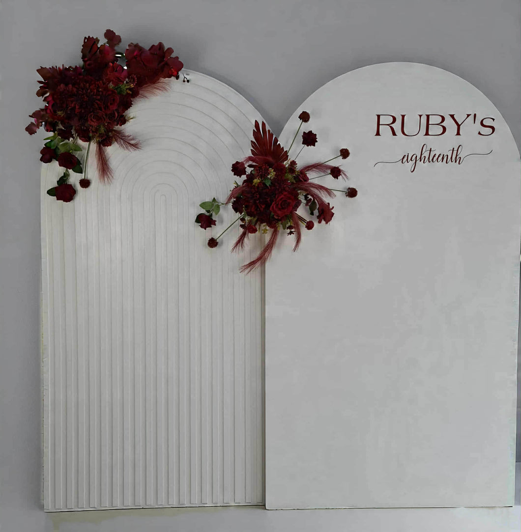 Burgundy, dark red package – 2 arches & 2 flowers - HIRE ONLY