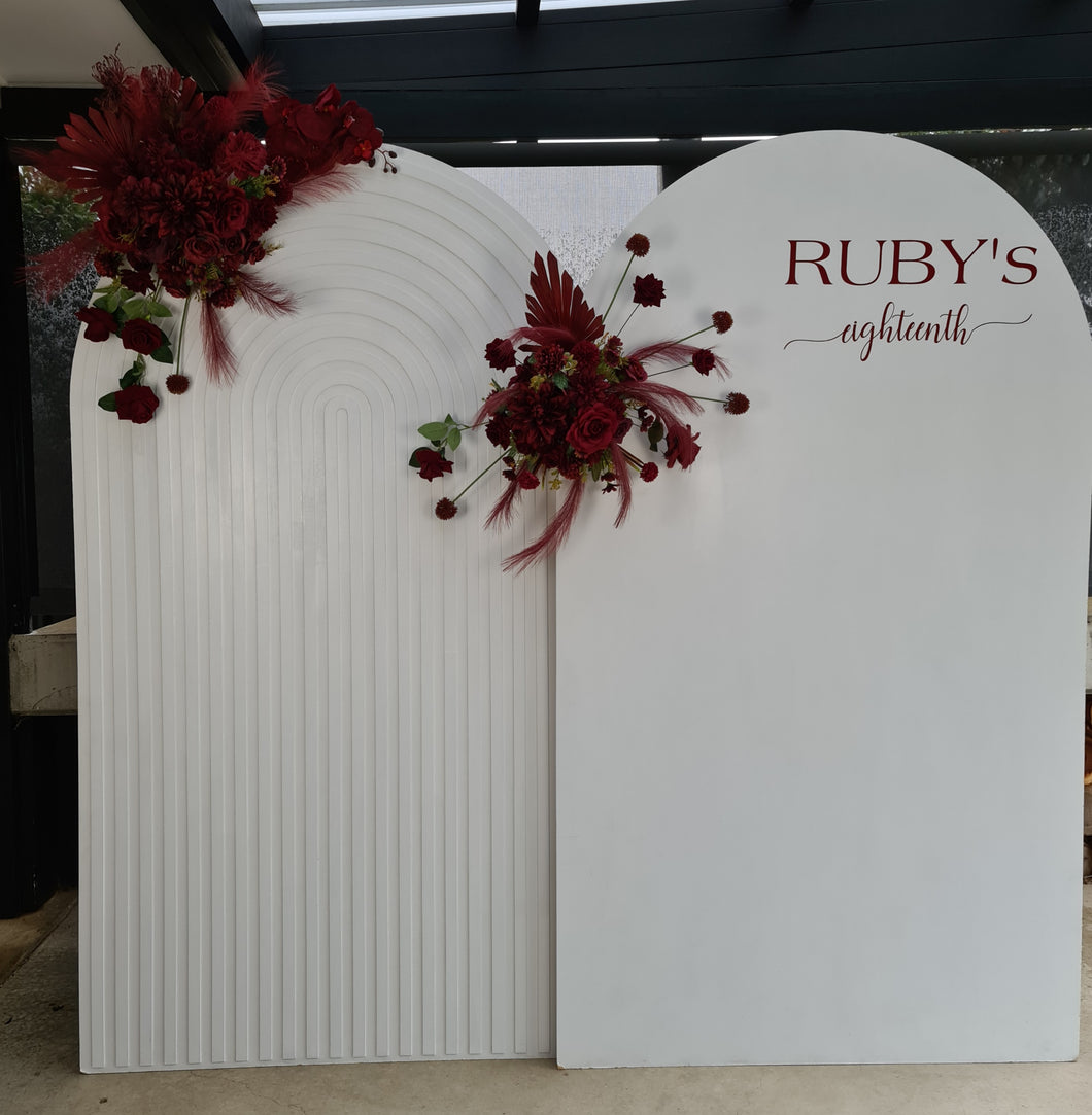Burgundy, dark red package – 2 arches & 2 flowers - HIRE ONLY