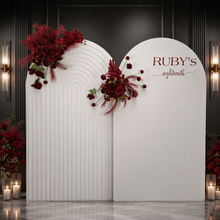 Load image into Gallery viewer, Burgundy, dark red package – 2 arches &amp; 2 flowers - HIRE ONLY
