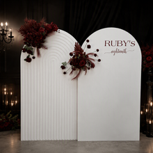 Load image into Gallery viewer, Burgundy, dark red package – 2 arches &amp; 2 flowers - HIRE ONLY
