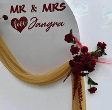 Load image into Gallery viewer, Burgundy, dark red package – 2 arches, 3 flowers &amp; welcome sign - HIRE ONLY
