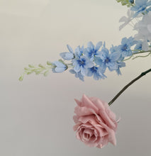 Load image into Gallery viewer, Blue, pink &amp; white hanging flowers for backdrop, arch, arbour - HIRE ONLY
