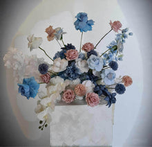 Load image into Gallery viewer, Blue, pink &amp; white floor / plinth / table flowers - HIRE ONLY
