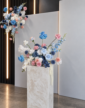 Load image into Gallery viewer, Blue, pink &amp; white floor / plinth / table flowers - HIRE ONLY
