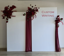 Load image into Gallery viewer, 2 x rectangular backdrop, 3 x burgundy flowers - HIRE ONLY
