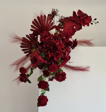 Load image into Gallery viewer, 2 x rectangular backdrop, 3 x burgundy flowers - HIRE ONLY
