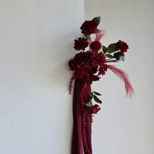 Load image into Gallery viewer, 2 x rectangular backdrop, 3 x burgundy flowers - HIRE ONLY
