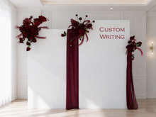 Load image into Gallery viewer, 2 x rectangular backdrop, 3 x burgundy flowers - HIRE ONLY
