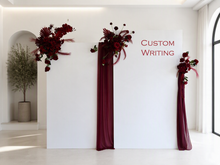 Load image into Gallery viewer, 2 x rectangular backdrop, 3 x burgundy flowers - HIRE ONLY
