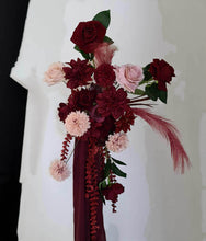 Load image into Gallery viewer, Burgundy &amp; pink hanging flowers SMALL – easel, welcome sign, arch, floor - HIRE ONLY
