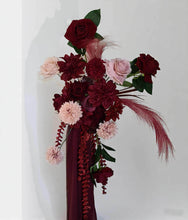 Load image into Gallery viewer, Burgundy &amp; pink hanging flowers SMALL – easel, welcome sign, arch, floor - HIRE ONLY
