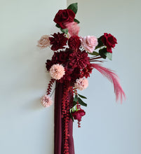 Load image into Gallery viewer, Burgundy &amp; pink hanging flowers SMALL – easel, welcome sign, arch, floor - HIRE ONLY
