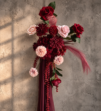 Load image into Gallery viewer, Burgundy &amp; pink hanging flowers SMALL – easel, welcome sign, arch, floor - HIRE ONLY
