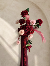 Load image into Gallery viewer, Burgundy &amp; pink hanging flowers SMALL – easel, welcome sign, arch, floor - HIRE ONLY
