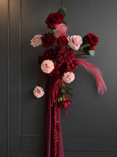 Load image into Gallery viewer, Burgundy &amp; pink hanging flowers SMALL – easel, welcome sign, arch, floor - HIRE ONLY
