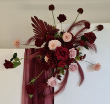 Load image into Gallery viewer, Burgundy &amp; pink hanging flowers MEDIUM – arch, backdrop, arbour - HIRE ONLY
