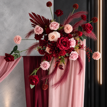 Load image into Gallery viewer, Burgundy &amp; pink hanging flowers MEDIUM – arch, backdrop, arbour - HIRE ONLY
