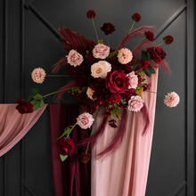 Load image into Gallery viewer, Burgundy &amp; pink hanging flowers MEDIUM – arch, backdrop, arbour - HIRE ONLY
