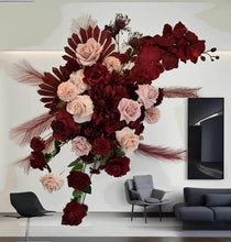 Load image into Gallery viewer, Burgundy &amp; pink hanging flowers LARGE – arch, backdrop, arbour - HIRE ONLY
