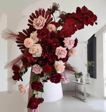Load image into Gallery viewer, Burgundy &amp; pink hanging flowers LARGE – arch, backdrop, arbour - HIRE ONLY
