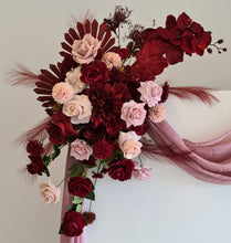 Load image into Gallery viewer, Burgundy &amp; pink hanging flowers LARGE – arch, backdrop, arbour - HIRE ONLY
