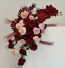 Load image into Gallery viewer, Burgundy &amp; pink hanging flowers LARGE – arch, backdrop, arbour - HIRE ONLY
