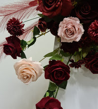 Load image into Gallery viewer, Burgundy &amp; pink hanging flowers LARGE – arch, backdrop, arbour - HIRE ONLY

