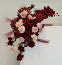 Load image into Gallery viewer, Burgundy &amp; pink hanging flowers LARGE – arch, backdrop, arbour - HIRE ONLY
