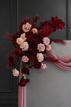Load image into Gallery viewer, Burgundy &amp; pink hanging flowers LARGE – arch, backdrop, arbour - HIRE ONLY
