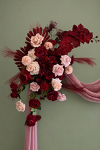 Load image into Gallery viewer, Burgundy &amp; pink hanging flowers LARGE – arch, backdrop, arbour - HIRE ONLY
