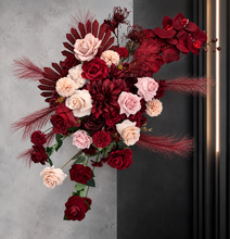 Load image into Gallery viewer, Burgundy &amp; pink hanging flowers LARGE – arch, backdrop, arbour - HIRE ONLY
