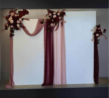 Load image into Gallery viewer, 2 x rectangular backdrop, 3 x burgundy &amp; pink flowers - HIRE ONLY
