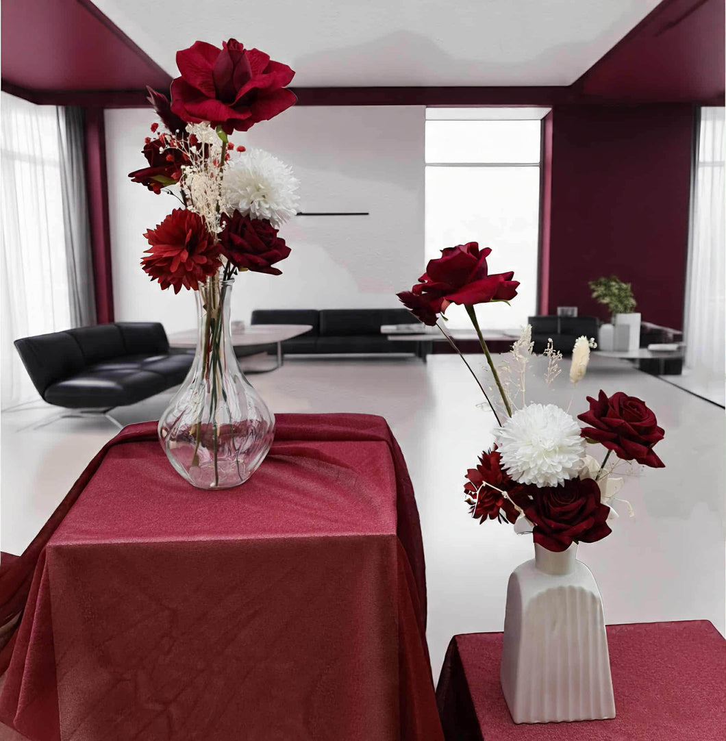 Red & white table flowers centrepieces - HIRE ONLY