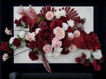 Load image into Gallery viewer, Burgundy pink &amp; white hanging flowers LARGE – arch, backdrop, arbour - HIRE ONLY
