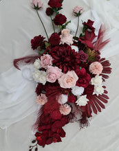 Load image into Gallery viewer, Burgundy pink &amp; white hanging flowers LARGE – arch, backdrop, arbour - HIRE ONLY
