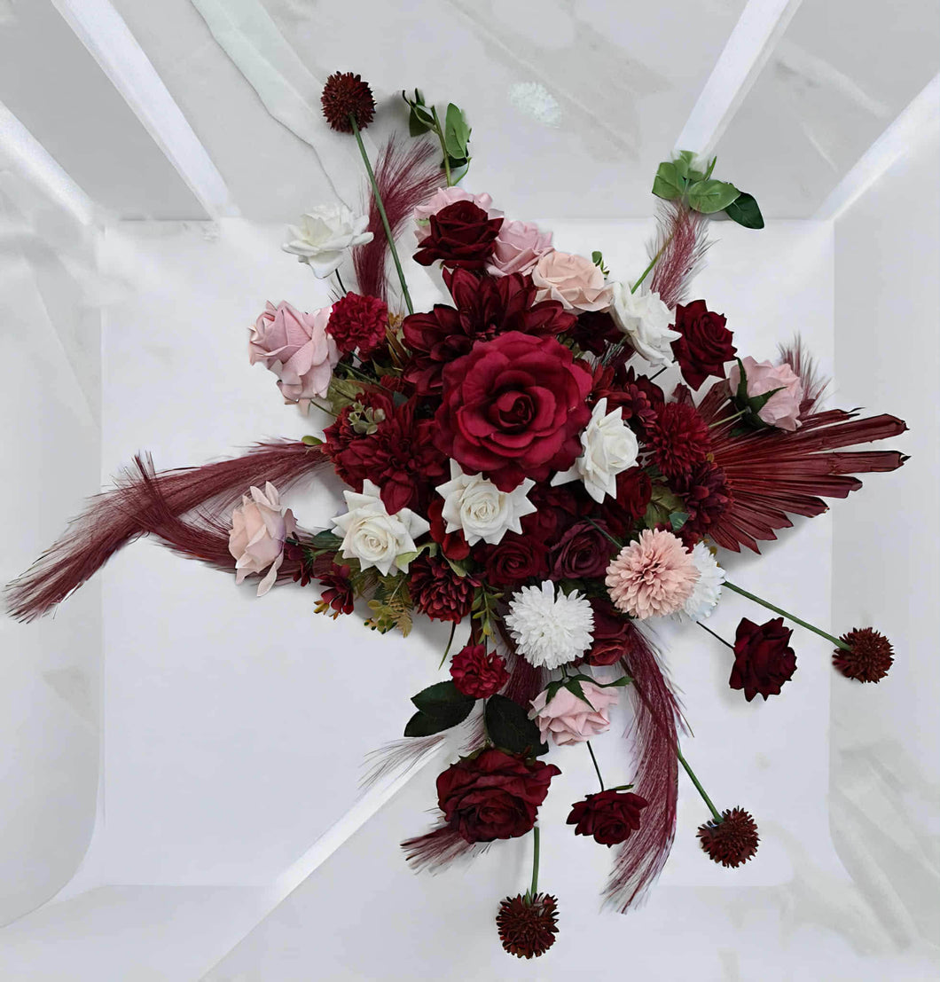 Burgundy, pink & white hanging flowers MEDIUM – arch, backdrop, arbour - HIRE ONLY