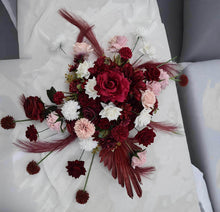 Load image into Gallery viewer, Burgundy, pink &amp; white hanging flowers MEDIUM – arch, backdrop, arbour - HIRE ONLY
