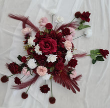 Load image into Gallery viewer, Burgundy, pink &amp; white hanging flowers MEDIUM – arch, backdrop, arbour - HIRE ONLY
