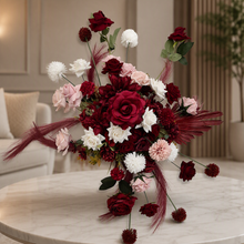 Load image into Gallery viewer, Burgundy, pink &amp; white hanging flowers MEDIUM – arch, backdrop, arbour - HIRE ONLY
