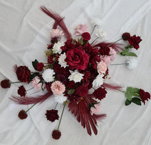 Load image into Gallery viewer, Burgundy, pink &amp; white hanging flowers MEDIUM – arch, backdrop, arbour - HIRE ONLY
