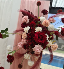 Load image into Gallery viewer, Burgundy, pink &amp; white hanging flowers MEDIUM – arch, backdrop, arbour - HIRE ONLY
