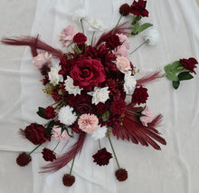 Load image into Gallery viewer, Burgundy, pink &amp; white hanging flowers MEDIUM – arch, backdrop, arbour - HIRE ONLY
