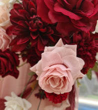 Load image into Gallery viewer, Burgundy, pink &amp; white hanging flowers MEDIUM – arch, backdrop, arbour - HIRE ONLY
