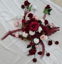 Load image into Gallery viewer, Burgundy, pink &amp; white hanging flowers MEDIUM – arch, backdrop, arbour - HIRE ONLY

