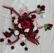 Load image into Gallery viewer, Burgundy, pink &amp; white hanging flowers MEDIUM – arch, backdrop, arbour - HIRE ONLY
