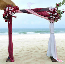 Load image into Gallery viewer, Rustic wooden arbour &amp; 2 x red, pink &amp; white flowers - HIRE ONLY
