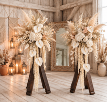Load image into Gallery viewer, Rustic flower / mirror stand (no flowers/mirror) - 77cm tall - HIRE ONLY
