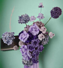 Load image into Gallery viewer, Purple / violet backdrop, arch, arbour flowers - HIRE ONLY

